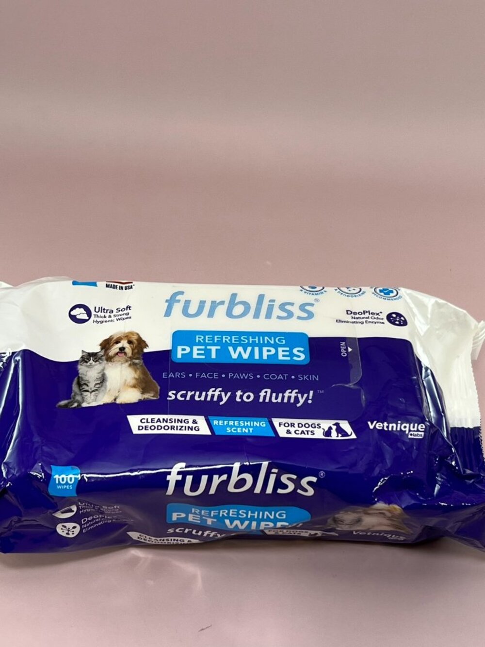 Furbliss Refreshing Pet Wipes 100 wipes ears face paws coat skin dog cat